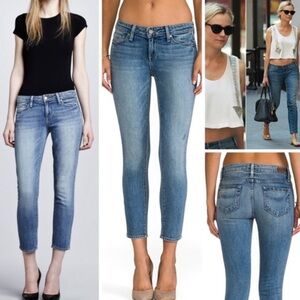 Paige Kylie Crop Skinny Jeans Blue Mid-Rise Stretch Denim Sz 32